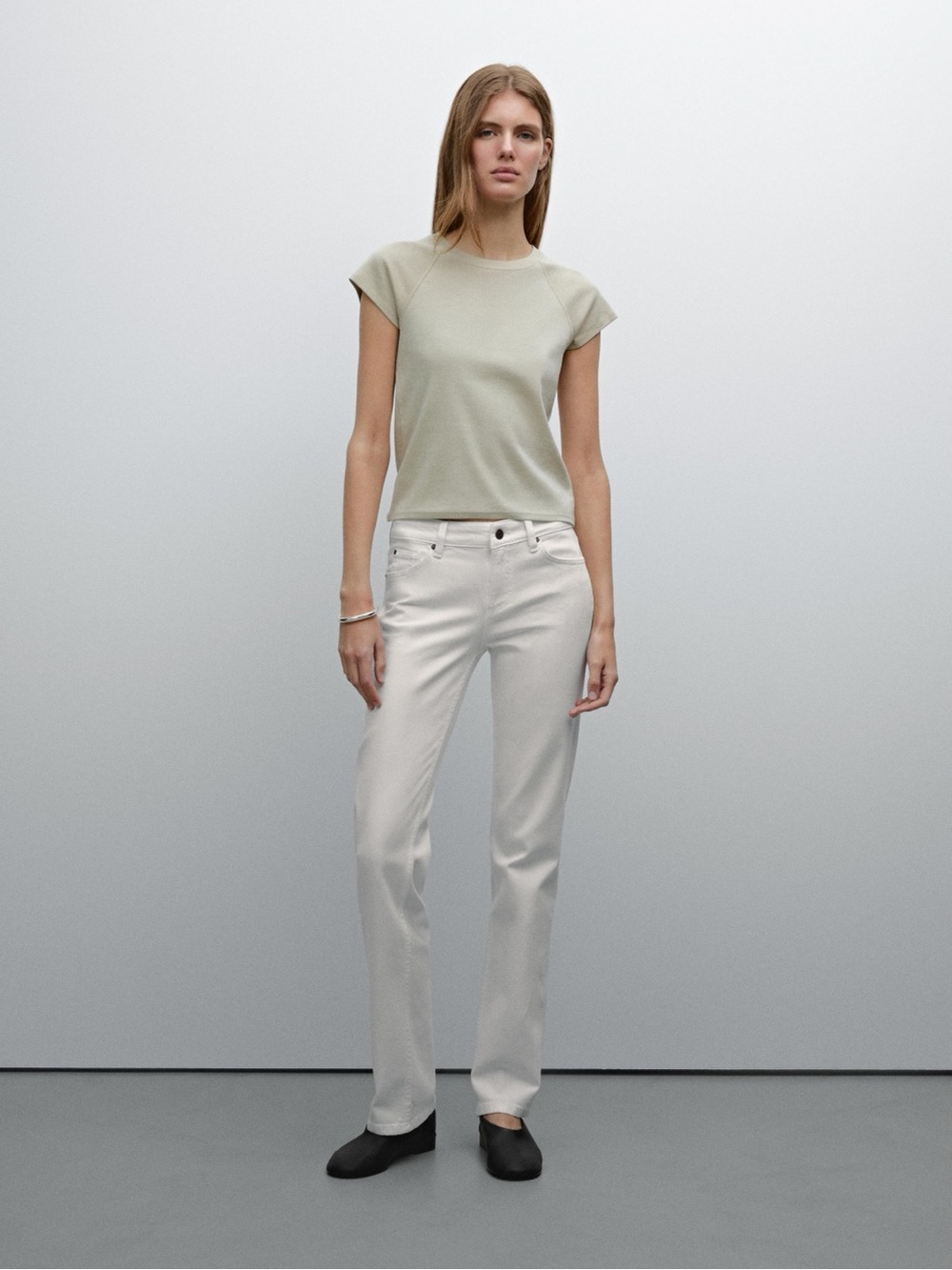 Massimo Dutti Low Rise Straight Leg Jeans Off White EU 42 US 10